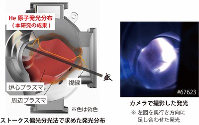 1視線の観測のみで核融合プラズマ中のヘリウム近赤外輝線の発光分布を推定
